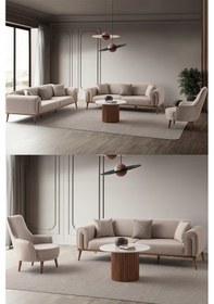 Resim Riva 3+3+1 Koltuk Takımı Sütlü Kahve 