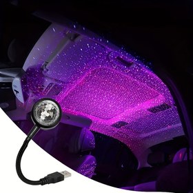 Resim USB Araba Tavan Lambası, Renk Değiştiren Müzik Senkronizasyonlu LED Araba İç Atmosfer Lambası, Düğme Kontrollü, Su Geçirmez, Araç Tavanı Aydınlatması, Araba Süsleri, Oda Dekoru İçin Mükemmel 