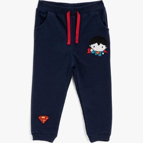 Resim Erkek Bebek Superman Lisanslı Baskılı Beli Bağlamalı Eşofman Altı 