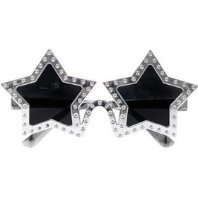 Resim Parti Gözlük Yıldız Görünümlü Gümüş Renkli Siyah Camlı Eğlenveli Parti Gözlüğü Diğer 