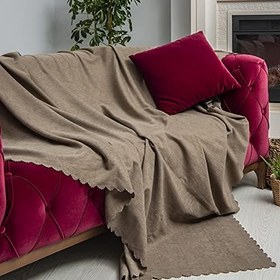 Resim Koltuk Örtüsü Şönil Kaymaz Çift Taraflı Çekyat Örtüsü Koltuk Şalı 175x300 - KAPUÇİNO 