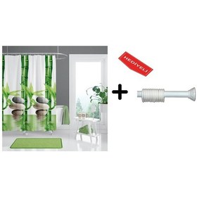 Resim Banyo Duş Perdesi 10056 120x200 Perde Borusu Askı Aparatı 90x130 Hediyeli Çok Renkli 