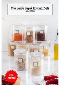 Resim 9'lu Barok Yuvarlak Büyük Kavanoz Seti & Saklama Kabı & Erzak Kabı 9 2000 Ml 