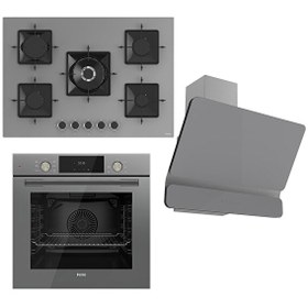 Resim Flowart SS 75'lik Serisi Gri Ankastre Set (SS038 - QMS63CPR - D082) 