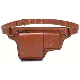 Resim Tcherchı Retro Punk Motosiklet Bel Çantası Kahverengi 