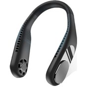 Resim Taşınabilir Boyun Fanı, Şarj Edilebilir Kişisel Fan, Eller Serbest Fan, A Ogukh9 Siyah 