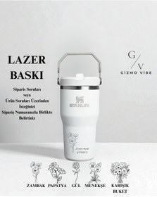 Resim Stanley Kişiselleştirilmiş The IceFlow™ Flip Straw 2.0 Tumbler 0.6L / 20oz Özel Tasarım/ İsimli Beyaz 