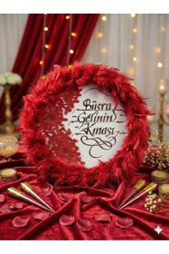 Resim delibal Bordo Gelin Tefi 30cm, TüyKaligrafi Sanatlı, Kına Gecesi Düğün Bride Henna Bekarlığa Veda Defi 