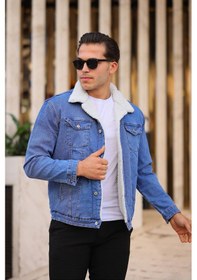 Resim Serseri Jeans Erkek Kürklü Kot Ceket İçi Kürklü Kot Ceket Buz Mavi 