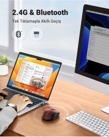 Resim Ugreen 4000 DPI Ergonomik Sessiz Kablosuz Optik Mouse, Kırmızı, 25752 