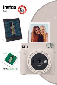 Resim Fujifilm Instax SQ1 Beyaz Fotoğraf Makinesi 10lu Kare Film ve Pleksi Çerçeve 