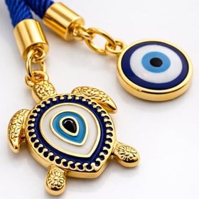 Resim Nazar Boncuğu Kaplumbağa Anahtarlık - Şans ve Koruma Sembolü Evil Eye Keychain, Premium Altın Kaplama Nazar Charm, Araba Anahtarı & Çanta İçin Şık Hediyelik 