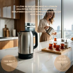 Resim Evona Çelik 2 In 1 Çay Makinesi Su Isıtıcısı & Çaycı Steeltea 