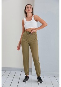 Resim Düz Model Lastikli Paça Penye Eşofman Altı Haki-haki Haki 