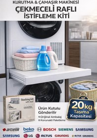 Resim ÖZ BEYAZ EŞYA PROFİLO Kurutma Çamaşır Makinası Çekmeceli İstifleme Kiti 