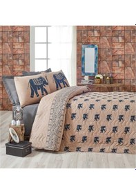 Resim Kapitone Yatak Örtüsü Seti Tek Kişilik Fil Mavi 