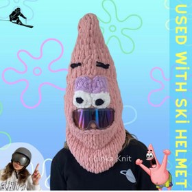 Resim Linka Knit El Yapımı Patric Kayak Kaskı Maskesi, Kayak Maskesi, Kayak Kaskı Koruyucu Kılıf 