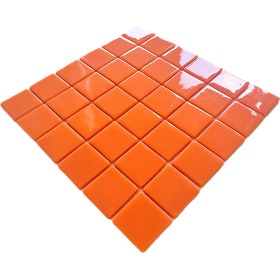 Resim Tüm Yüzeylere Uygulanabilir 5X5CM. Bal Kabağı Turuncusu, 31,5X31,5CM. Fileli Cam Mozaik. 