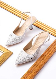 Resim v.s.h velvet Kadın Taş Detaylı Abiye sivri burun arka açık 7cm Topuklu 