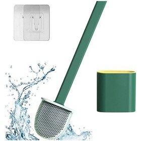 Resim Biishe Duvara Monte Edilebilir Kapaklı Askılı Klozet Yumuşak Silikon Başlıklı Tuvalet Fırçası Seti Çok Renkli 