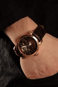 Resim Daymond Rene Kahverengi Deri Kordon Kahverengi Kadran Takvimli Erkek Saati 