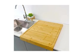 Resim Feyza Design Doğal Bambu Orta Boy Kesme Tahtası 46X53CM, Sağlıklı ve Şık Mutfak Gereci 