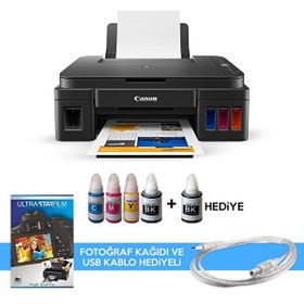 Resim Canon G2411 Photoink Mürekkepli 1 Siyah Mürekkep Ve Fotoğraf Kağıdı Hediyeli Tanklı Mürekkepli Yazıcı 