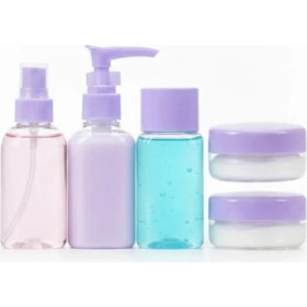 Resim SÜS Mey Ithalat® 5 Parça Seyahat Banyo Seti 30 ml Şeffaf Taşınabilir Şişe Seti 