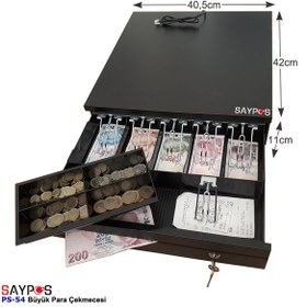 Resim Slip Gözlü Mx915 Yazarkasa Uyumlu 5 Geniş Kağıt Para Gözlü Büyük Para Çekmecesi 40,5x42x11cm 