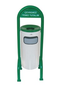 Resim Dört Ayaklı Bahçe Tipi Çöp Kovası Boyalı 