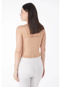 Resim Yazlık Triko Crop Vizon 