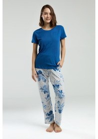Resim Pierre Cardin Kadın Mavi Pijama Takımı Pc8968-s-v1 Mavi 