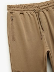 Resim Koton Pamuklu Fermuarlı Cepli Beli Bağcıklı Jogger Eşofman Altı Kahverengi 6wam40019mk Kahve 