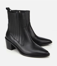 Resim Hotiç Kadın Deri Siyah Lastik Detaylı Fermuarlı Kovboy Düz Bot 01boh313120a100 01boh313120a100 Siyah 