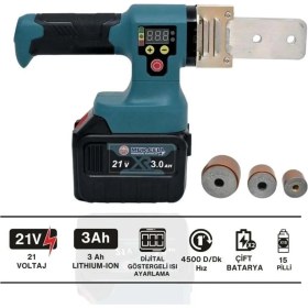 Resim Mur-Cell 21V 3.0AH Çift Bataryalı 15 Pilli Plastik Pvc Boru Kaynak Makinesi 