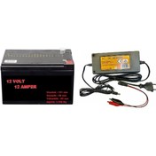 Resim ATAELEKTRONİK Kamp Için 12v 12ah 12 Volt 12 Amper Akü + 3.5ah 3,5 Amper Akü Şarj Cihazı Adaptör 