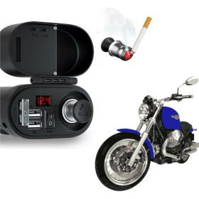 Resim Fashing Gerilim Ekran Tablosu Modifikasyon Aksesuarları ile Sigara Çakmak 10-24V Su Geçirmez Motosiklet Cep Telefonu Şarj Cihazı Çift USB (Yurt Dışından) 