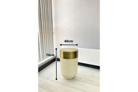 Resim Evden İste Dekoratif Eskitme Darbuka Beyaz Sehpa 70CM 