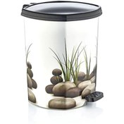 Resim Taş Desenli Köşeli Pedallı Çöp Kovası 20 Lt 39 Cm 