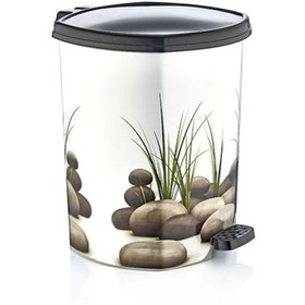 Resim Taş Desenli Köşeli Pedallı Çöp Kovası 20 Lt 39 Cm 