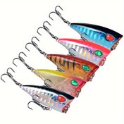 Resim 5 Adet Üst Su Popper Balıkçılık Yemleri - Dayanıklı ABS Sert Yem, Tatlısu & Tuzlu Su Balıkçılığı için Yapay Wobblers 