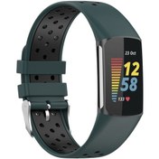 Resim Sones Fitbit Charge 5 Çift Renkli Metal Toka Delikli Silikon Saat Kordonu 