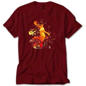 Resim Basketball Fire Silhouette Kırmızı Tişört 