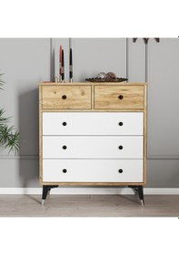 Resim Moxen Mobilya S14 Çam- Beyaz Şifonyer 