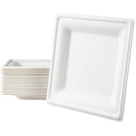 Resim Roll-up Nature Ekolojik Karton Kağıt Parti Tek Kullanımlık Kare Tabak - 26 Cm. - 6 Adetlik 10 Paket 