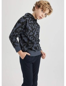 Resim DeFacto Erkek Çocuk Oversize Geniş Kalıp Desenli Kapüşonlu Sweatshirt C0355A823CWAR153 