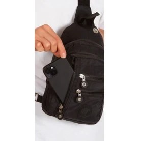 Resim Unisex Su Geçirmez Kulaklık USB Çıkışlı Çapraz Askılı Çanta Bel Omuz ve Göğüs Çanta Günlük Bodybag 