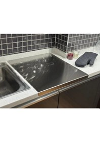 Resim Erya Home Paslanmaz Çelik Antibakteriyel Kesme Tezgahı Tahtası Tezgah Üstü 