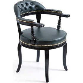 Resim Majesta Kapitoneli Classic Ahşap Sandalye Koyu Yeşil 