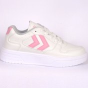 Resim hummel 900725-9144 HML KAYNO Bağcıklı Ortapedik Taban Deri Beyaz-Pembe Kadın Spor Ayakkabı 
